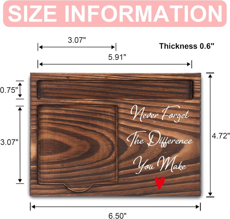 FTONENI Appreciation Gifts for Coworker, Thank You Gifts, Never Forget The Difference You Make Sticky Note Holder, Post-it Note Dispenser for Desk, Wooden Post-it Note & Pen Holder 6.5" x 4.7" - FTA115 - Image 2